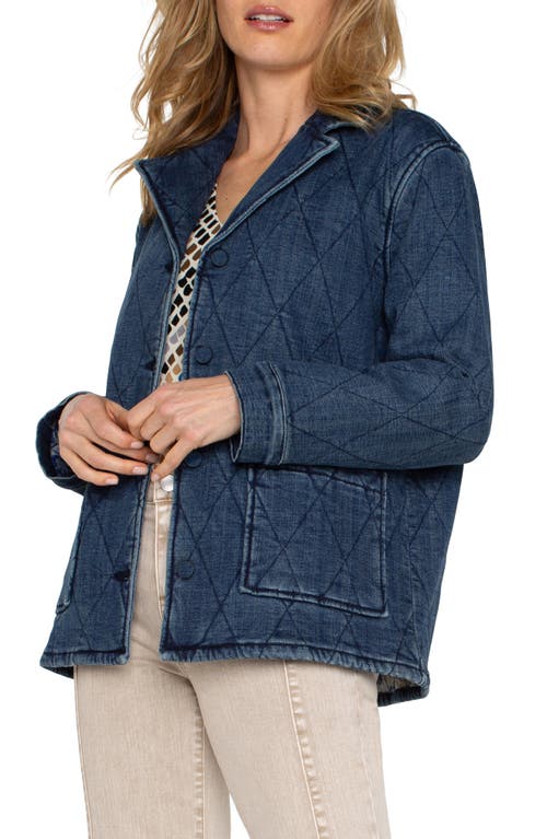 Shop Liverpool Los Angeles Notched Collar Quilted Denim Jacket In Redlands