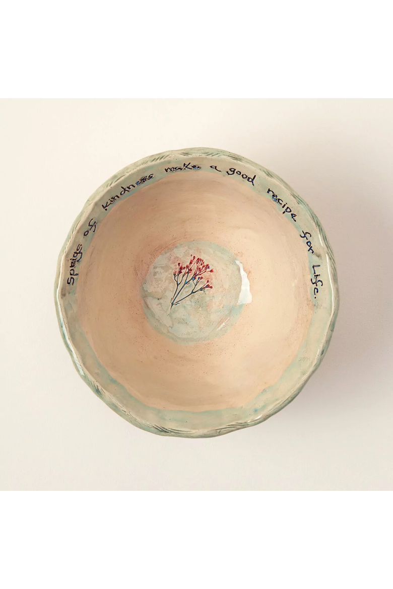 Sprigs of Kindness Bowl by Nina J Design Studios, Alternate, color, Beige / Red / Blue / Green
