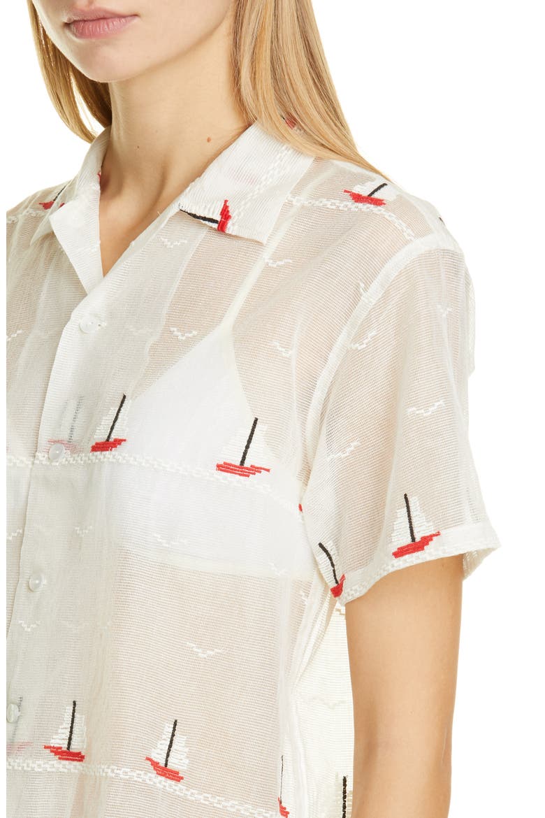 Sailboat Textured Sheer Shirt, Alternate, color, RED SAIL BOAT