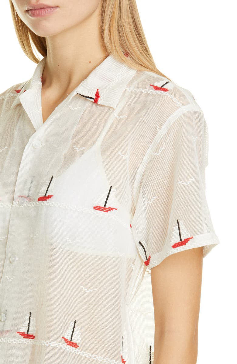 Bode Sailboat Textured Sheer Shirt, Alternate, color,