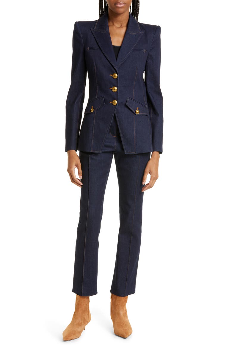 Anoki Cotton Blend Denim Dickey Jacket, Alternate, color, DARK OXFORD BLUE