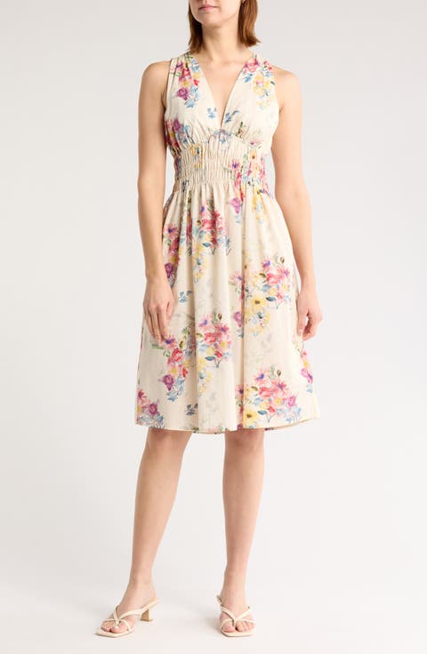 Springwater Print Sleeveless Dress