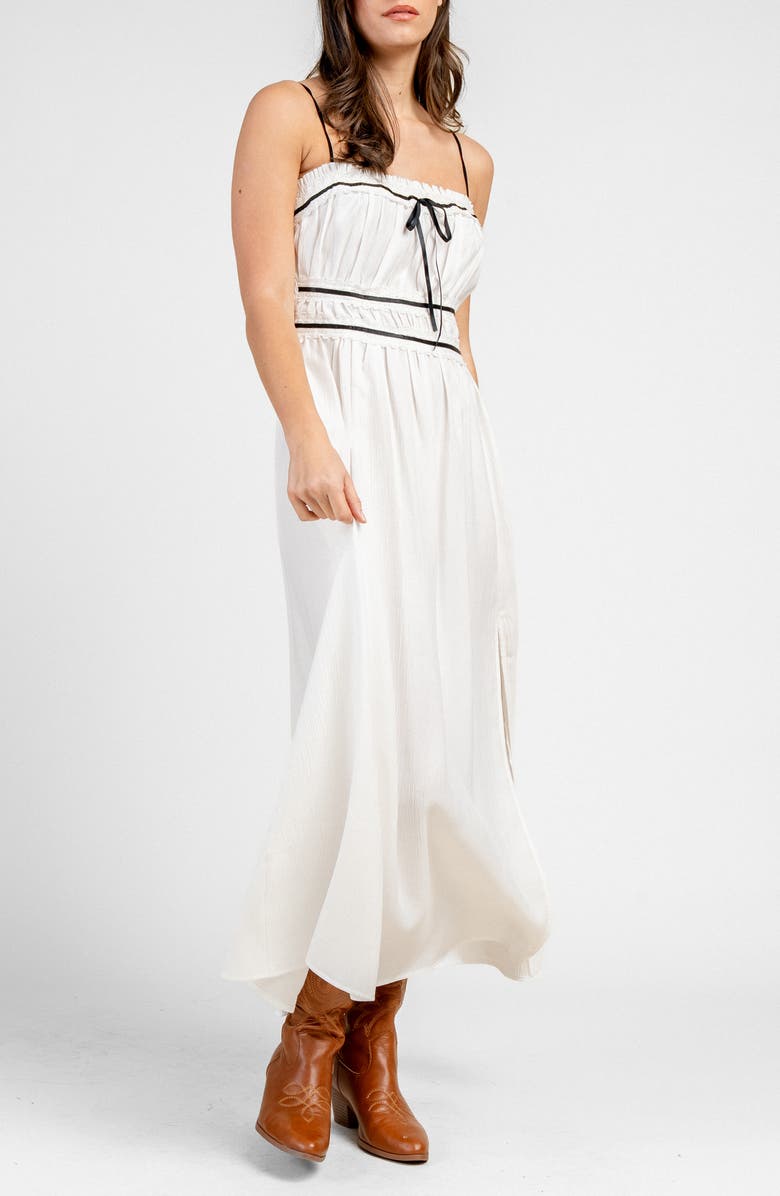 Beivy Yoryu Crinkle Lace Trim Maxi Dress, Alternate, color, White