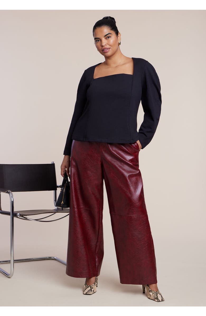 ELOQUII Square Neck Maiden Top, Alternate, color, Black Onyx