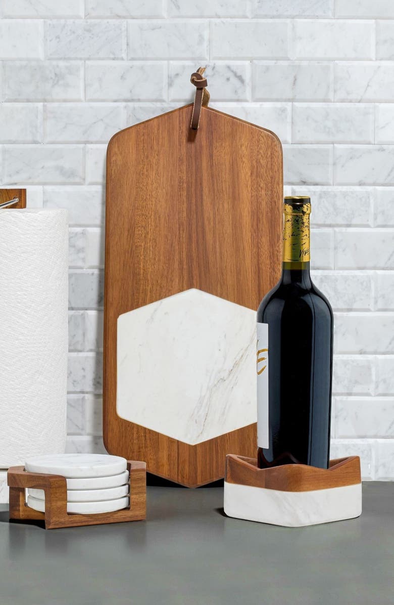 Nambé Chevron Coaster Set, Alternate, color, Brown