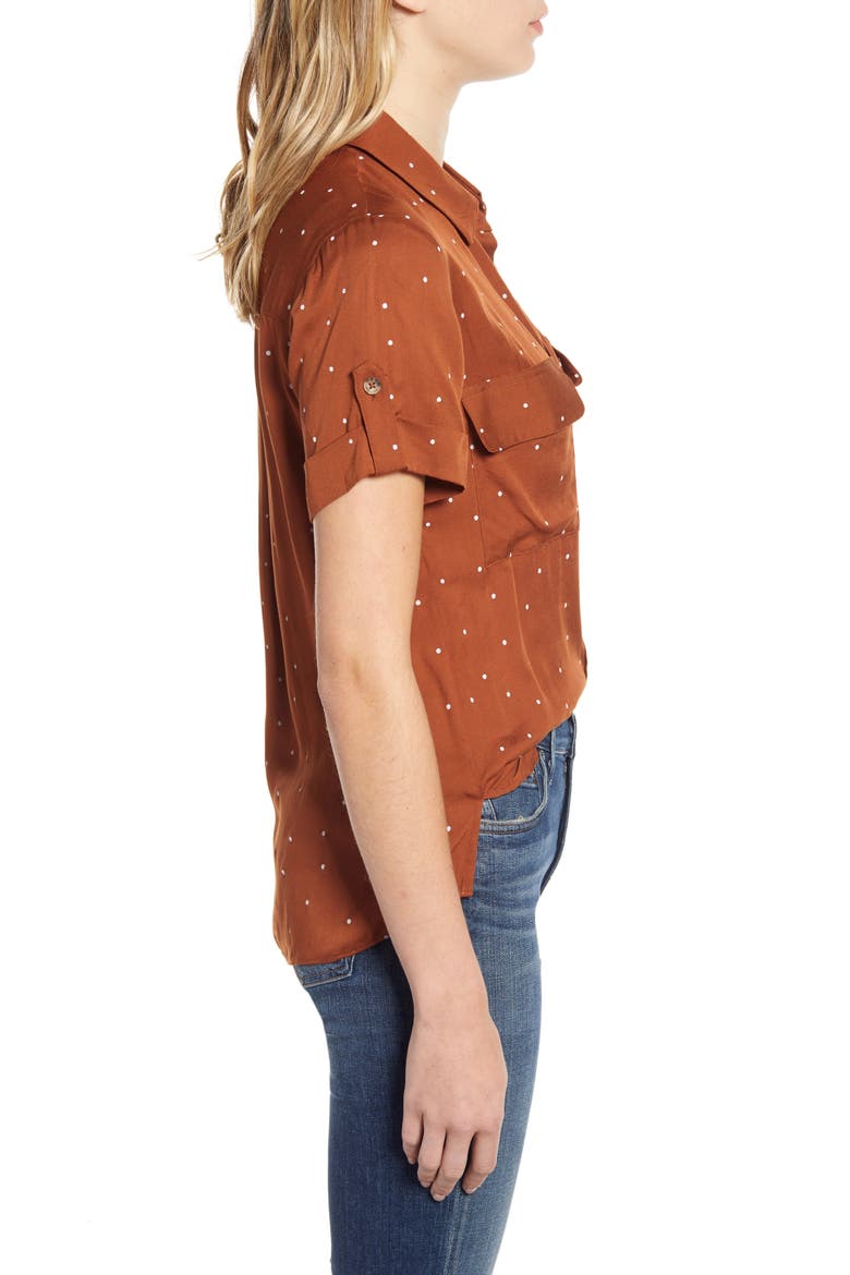 Polka Dot Camp Shirt, Alternate, color, RUST