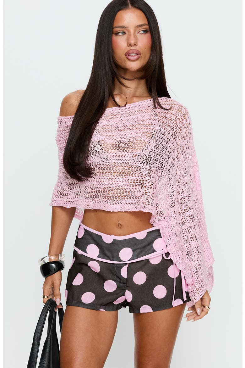 Yselle Polka Dot Micro Shorts, Alternate, color, PINK