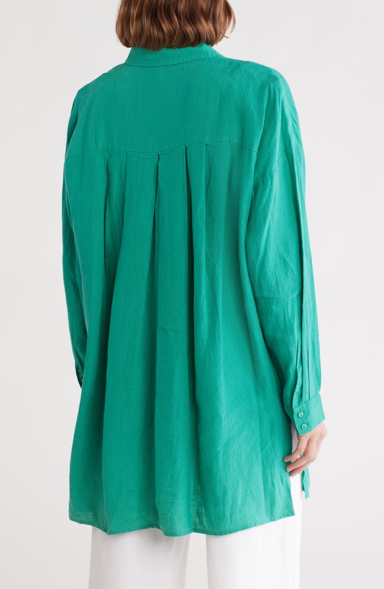 Eileen Fisher Classic Long Organic Linen Button-Up Shirt, Alternate, color, 
