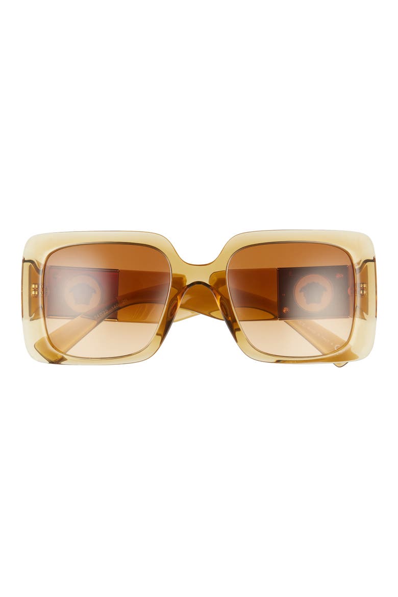 54mm Gradient Rectangle Sunglasses, Main, color, TRANS HONEY/ LIGHT YELLOW GRAD
