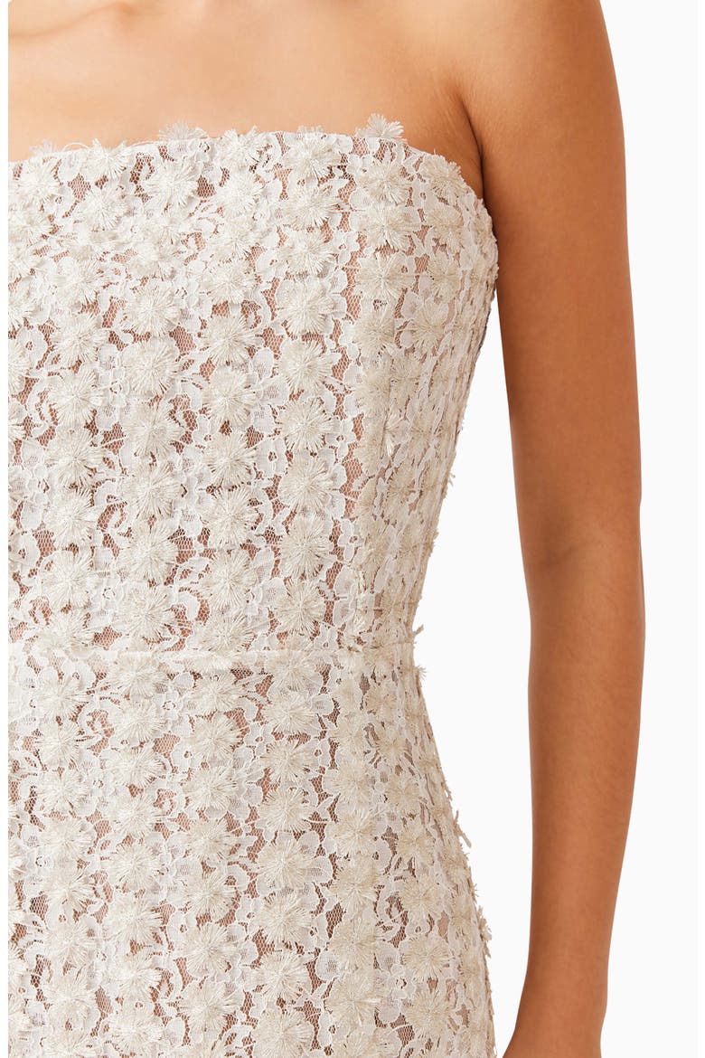 Cali Strapless Lace Midi Dress, Alternate, color, IVORYGOLD