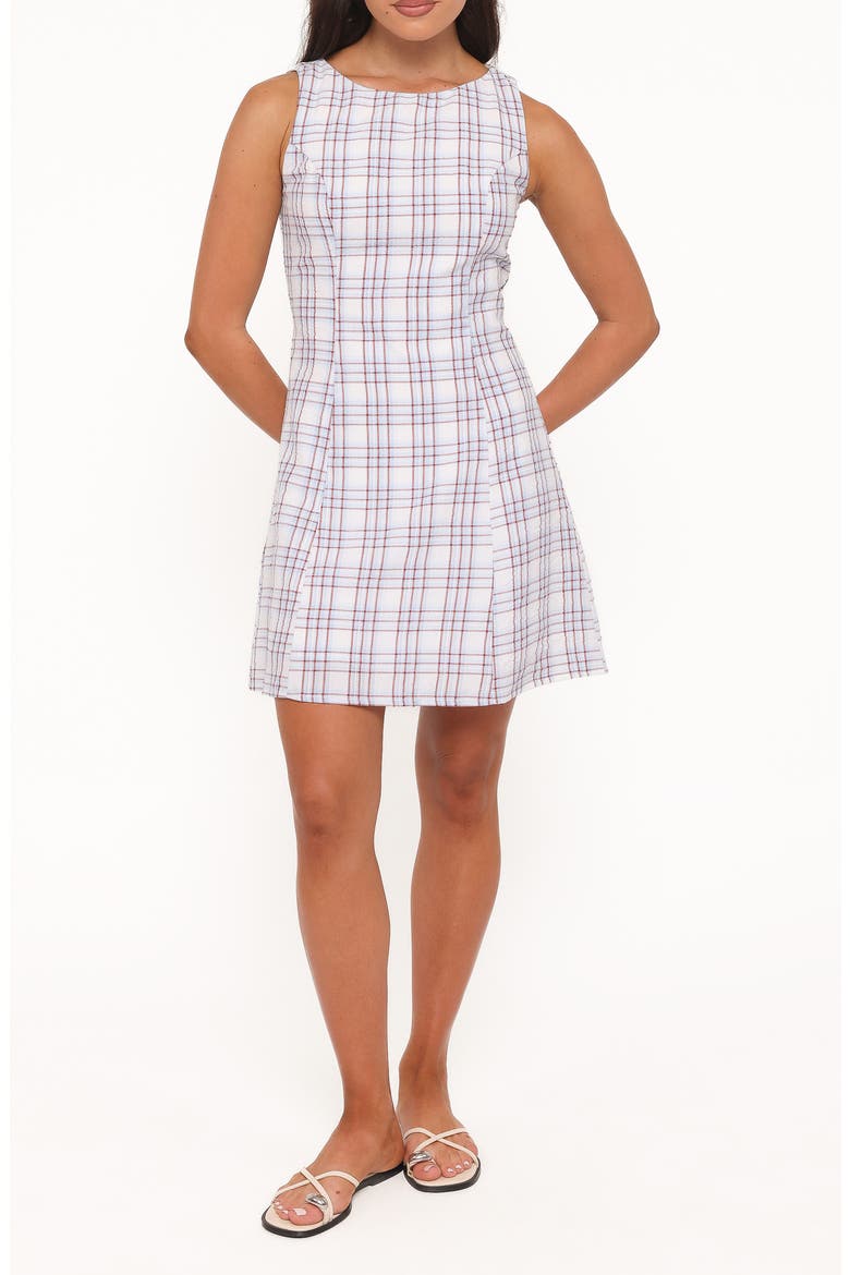 Circe Gingham Minidress, Main, color, LIGHT BLUE PLAID