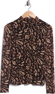 Sanctuary Everyday Mock Neck Long Sleeve Mesh Top