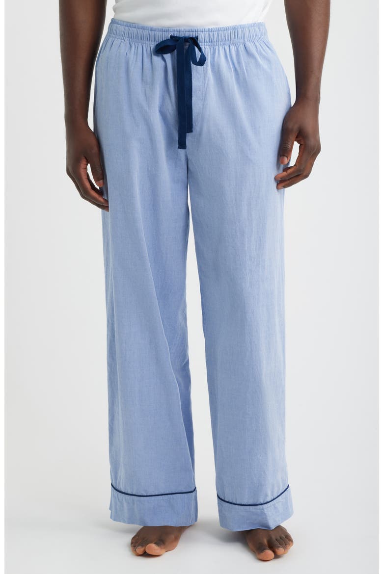 Poplin Woven Pajama Set, Alternate, color, BLUE CHAMBRAY- NAVY