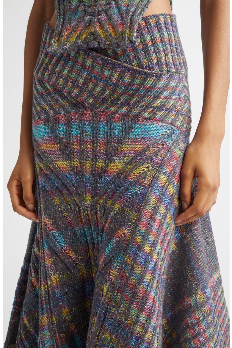 Warrior Crossover Rib Wool Sweater Skirt, Alternate, color, GREY/ RAINBOW