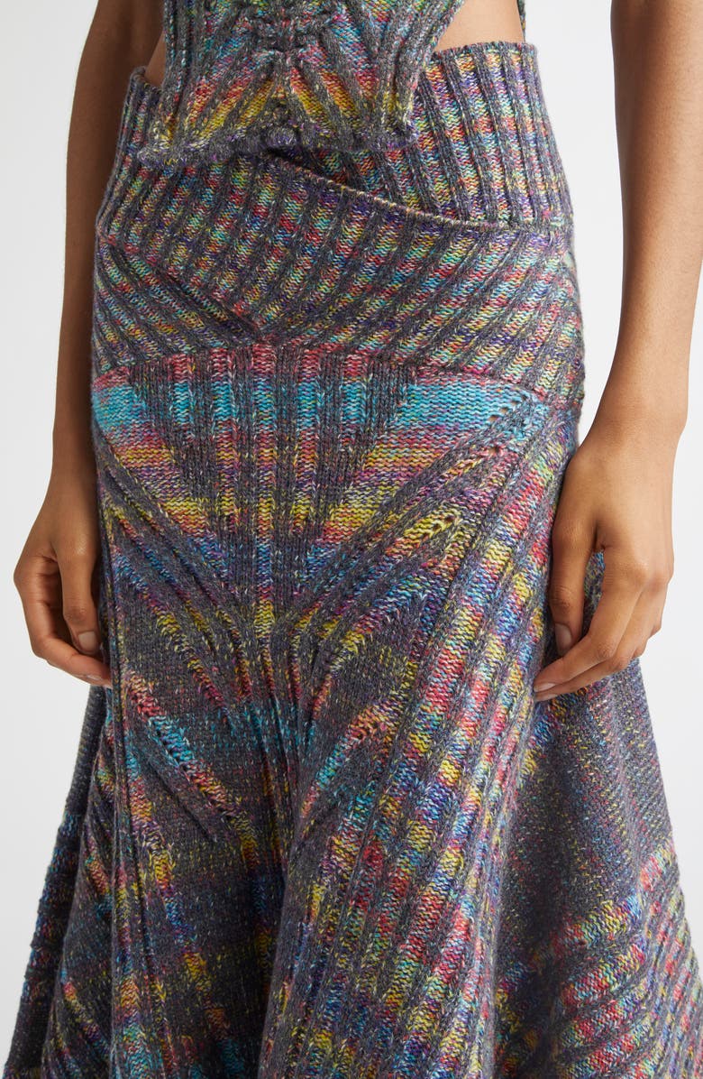 Paolina Russo Warrior Crossover Rib Wool Sweater Skirt, Alternate, color, Grey/ Rainbow