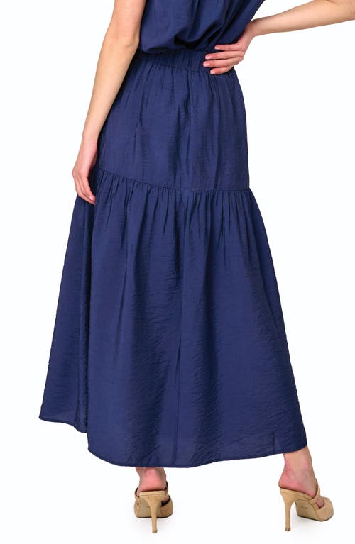 Gibsonlook Playa Floral Tiered High Waist Maxi Skirt In Navy