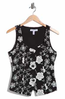 Ellen Tracy Floral Embroidery Vest