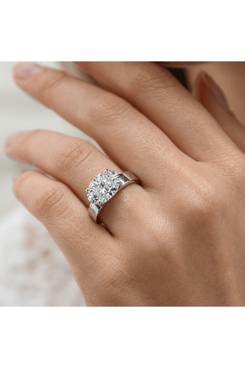 Certified 2Ct Oval East West Cigar Band Solitaire Engagement Ring Lab Grown, Alternate, color, 14k White Gold