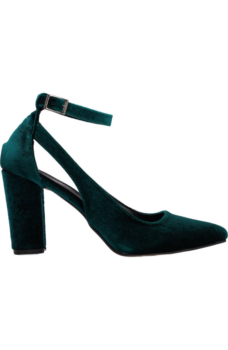 Forever & Always Shoes Colette Pointed Toe High Block Heels, Main, color, Emerald Green Velvet