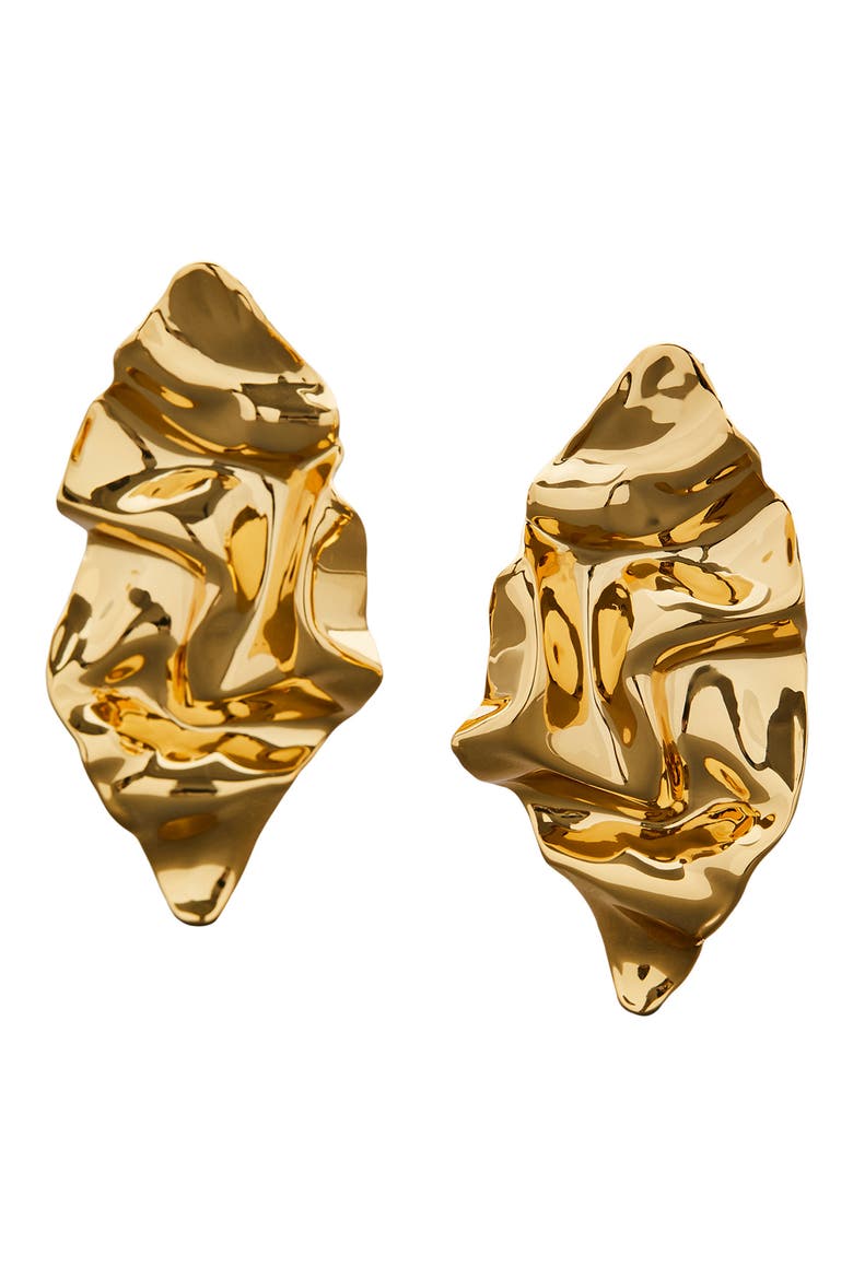 Essentials Crumpled Drop Earrings, Main, color, GOLD