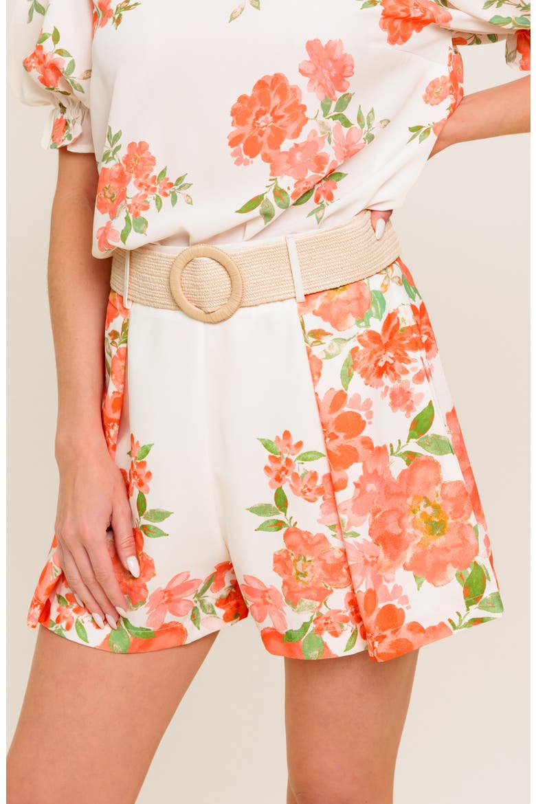 Belted High Waisted Shorts, Alternate, color, IVORY