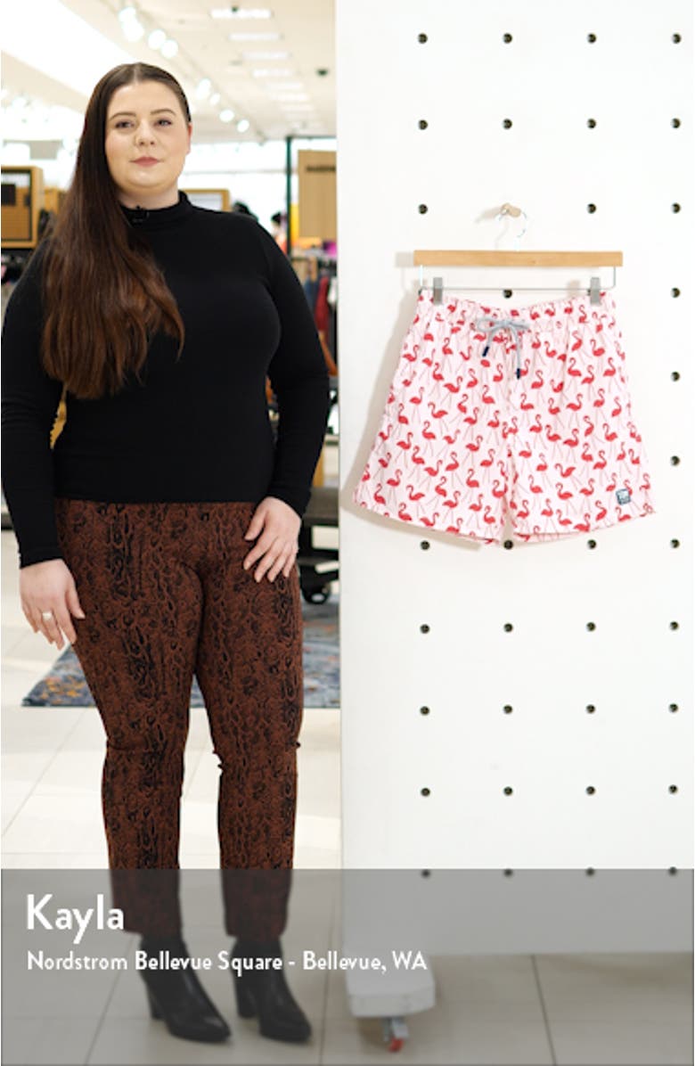 Flamingo Print Swim Trunks, sales video thumbnail