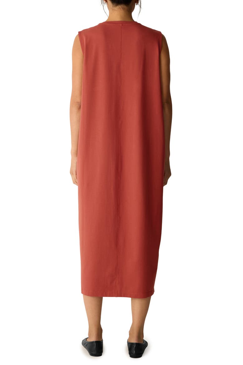Crew Neck Front Slit Midi Dress, Alternate, color, BLOOD ORANGE