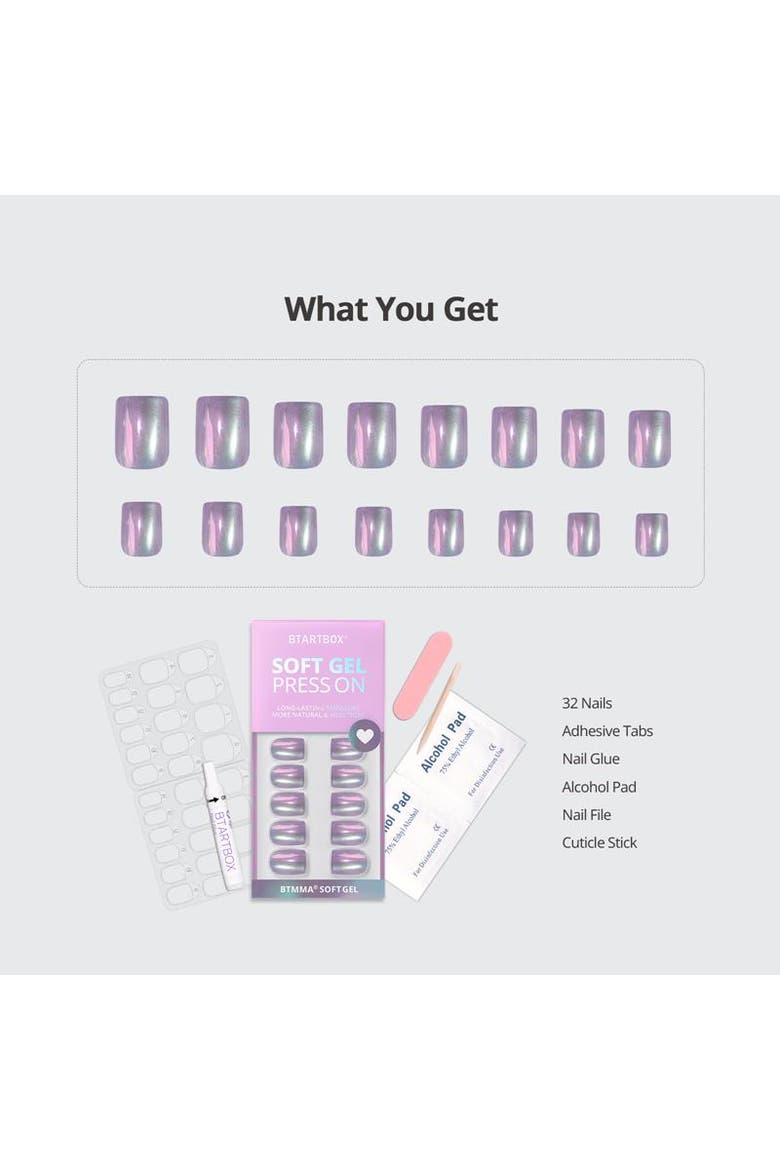 Press-on Nails Set Short Square, Alternate, color, Glass Ocean