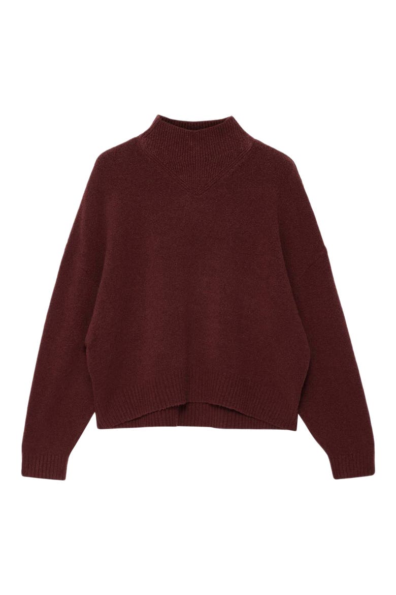 Asha Mock Neck Sweater, Alternate, color, BURGUNDY RED