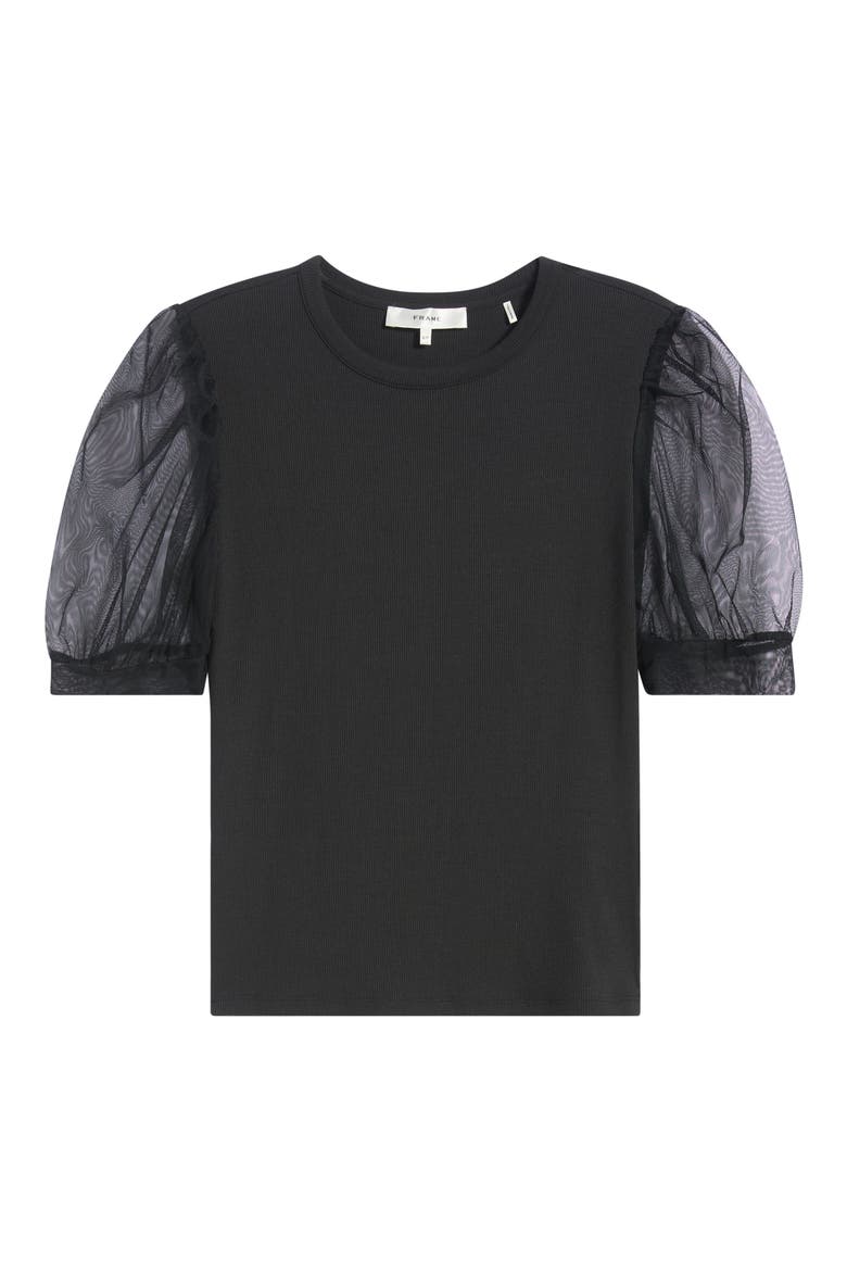 The Tulle Sleeve Top, Alternate, color, BLACK