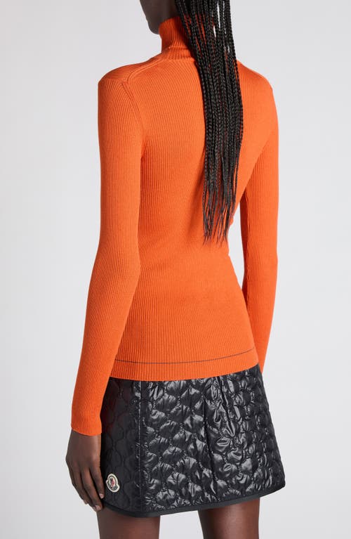 Moncler Virgin Wool Turtleneck Sweater In Orange