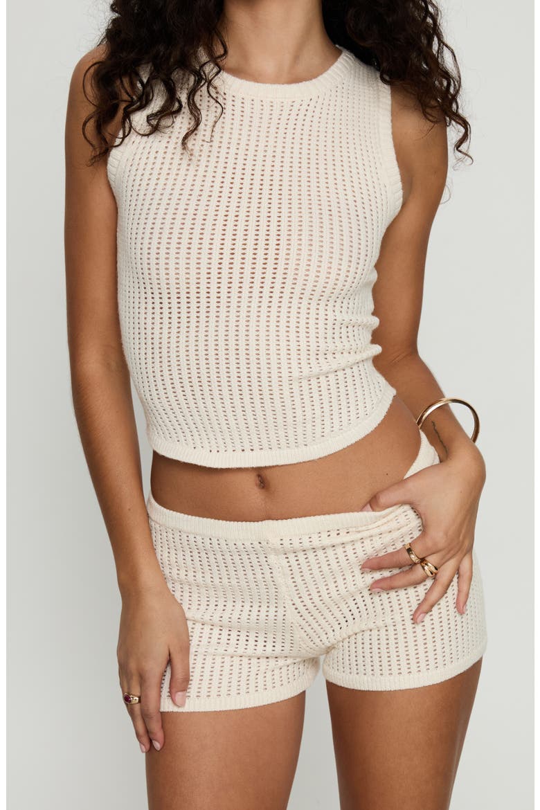 Leilah Open Stitch Crop Tank, Alternate, color, CREAM