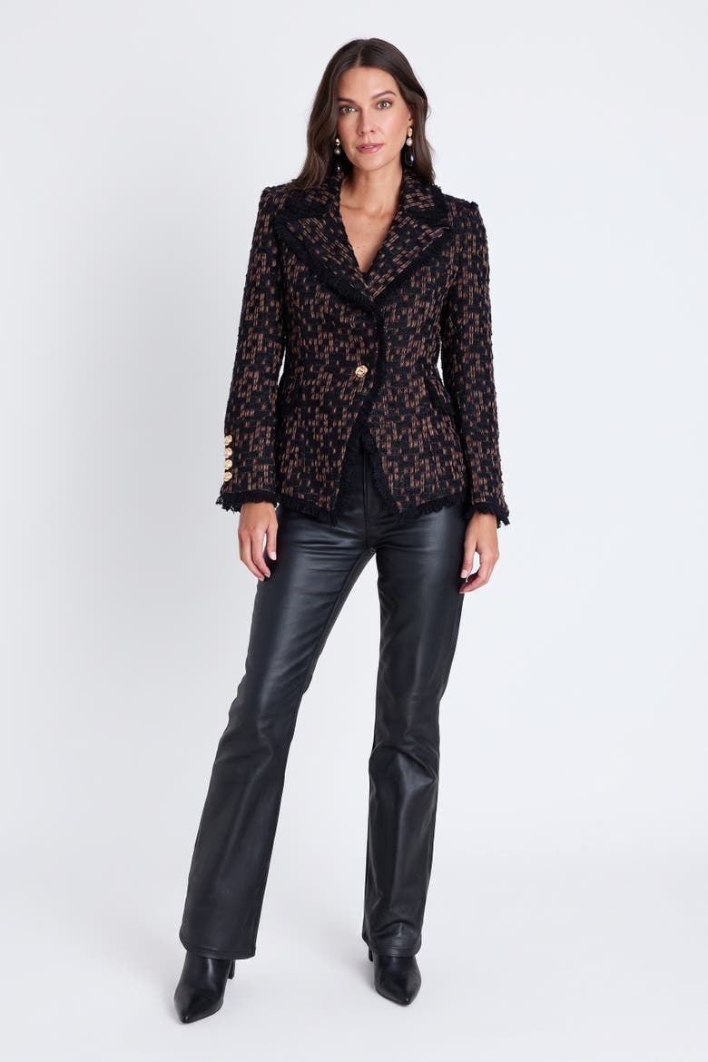 Giselle Single Breasted Tweed Blazer, Alternate, color, Java Multi