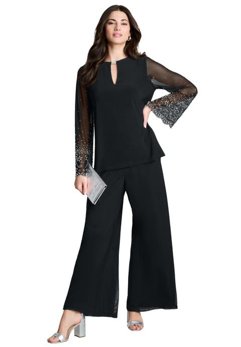Mesh Overlay Cardigan And Tank Set