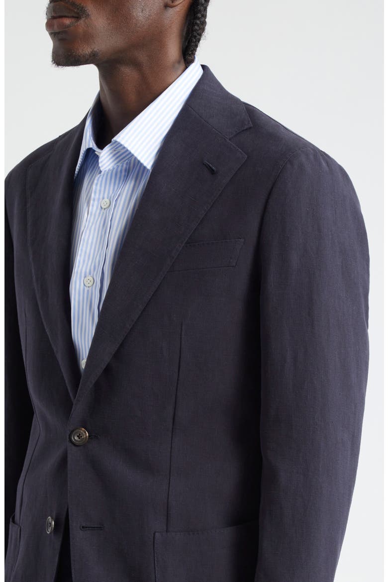 Notched Lapel Linen Sport Coat, Alternate, color, NAVY