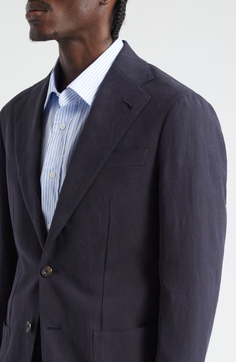 Thom Sweeney Notched Lapel Linen Sport Coat, Alternate, color, Navy