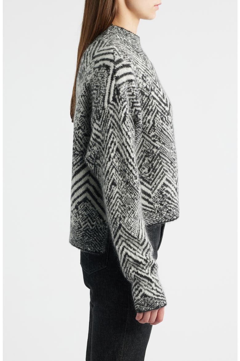 Faclina Mock Neck Sweater, Alternate, color, MONOCHROME HERRINGBONE