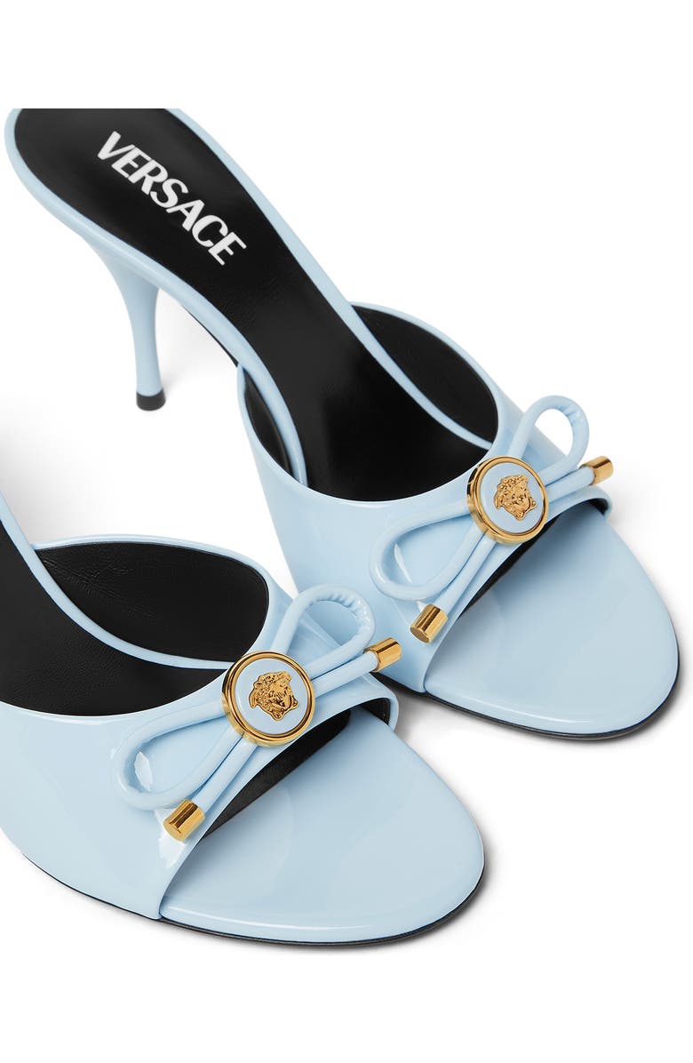 Versace Opera Bow Slide Sandal, Alternate, color, Pastel Blue Gold