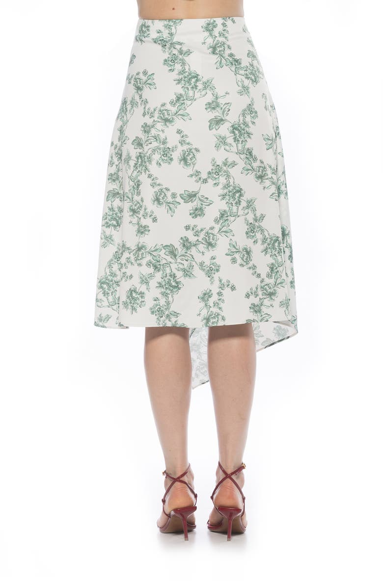 Alexia Admor Jess Asymmetric Midi Skirt, Alternate, color, Green Floral