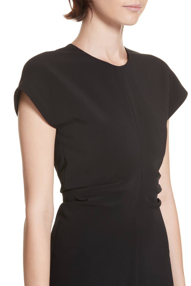 Ruched Stretch Cady Dress, Alternate, color, BLACK