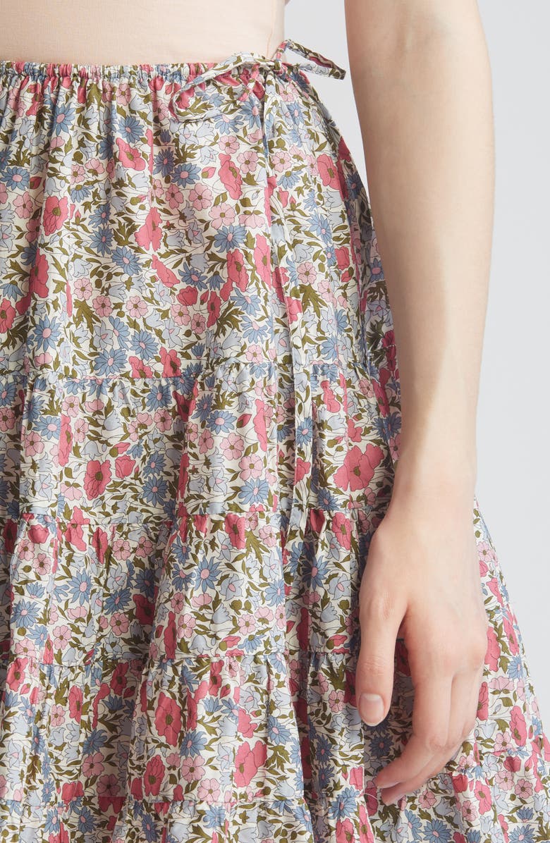 Merlette x Liberty London Hill Floral Print Cotton Tiered Skirt, Alternate, color, 