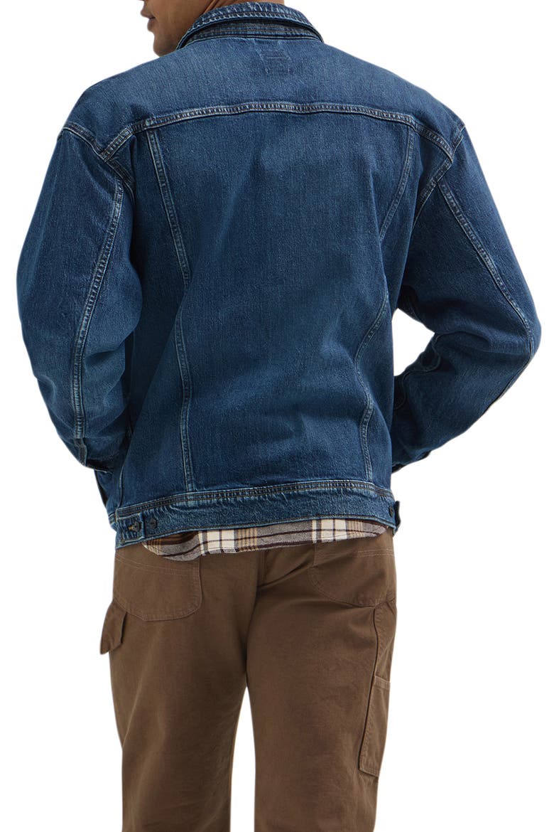 Rider™ Relaxed Fit Denim Trucker Jacket, Alternate, color, ORCHID BLUE