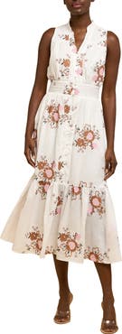 CIEBON Andira Floral Embroidery Cotton Midi Dress