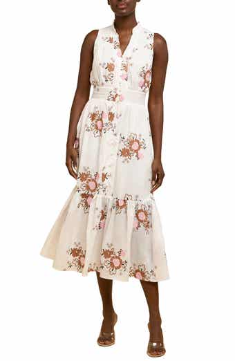 CIEBON Andira Floral Embroidery Cotton Midi Dress
