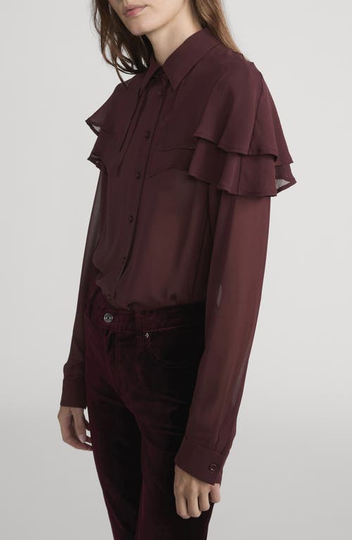Frame The Silk Cape Button-up Shirt In Burgundy