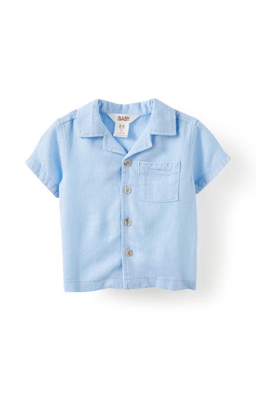 Shop Cotton On Kids Leo Cuban Relaxed Shirt In Dawn Blue Blanket Stitch
