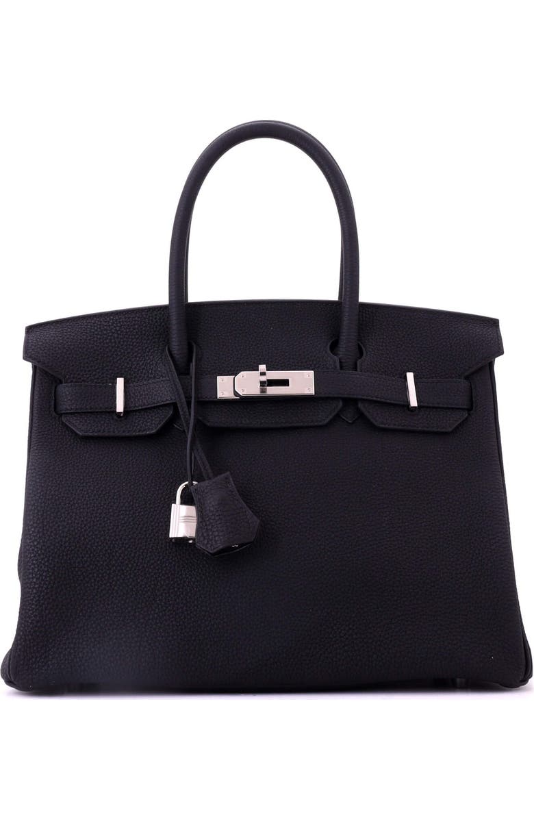Pre-Owned Hermes Birkin Handbag Black Togo with Palladium Hardware 30, Main, color, Noir