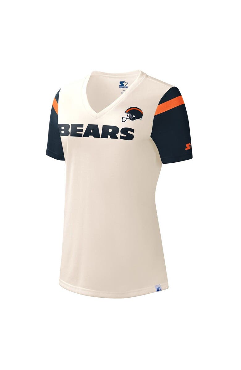 STARTER Women's Starter Cream Chicago Bears Kick Start V-Neck T-Shirt, Alternate, color, Cream