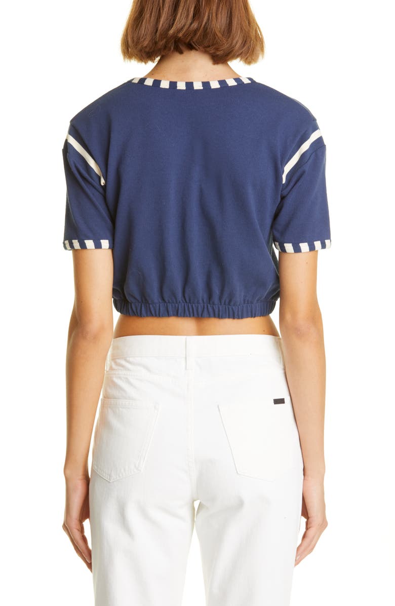 Saint Laurent Women's Lovers Club Crop Organic Cotton Graphic Tee, Alternate, color,