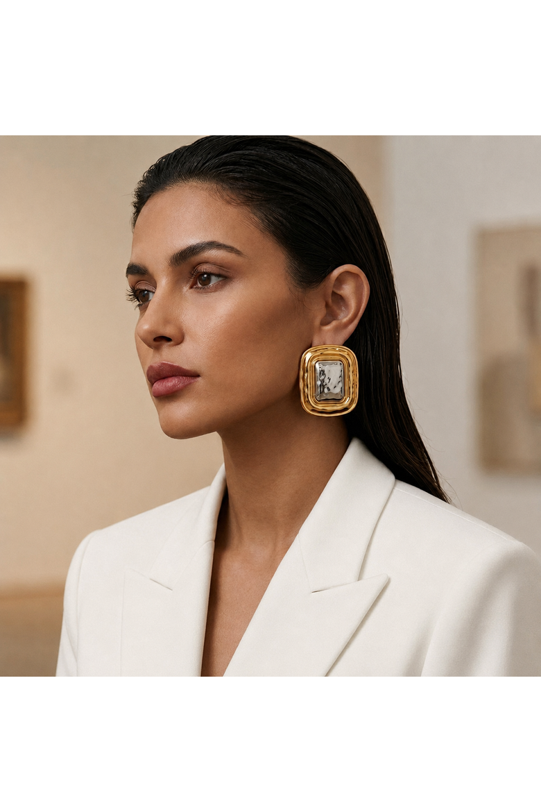 Blair Gold Square Earrings, Alternate, color, Gold & Silver